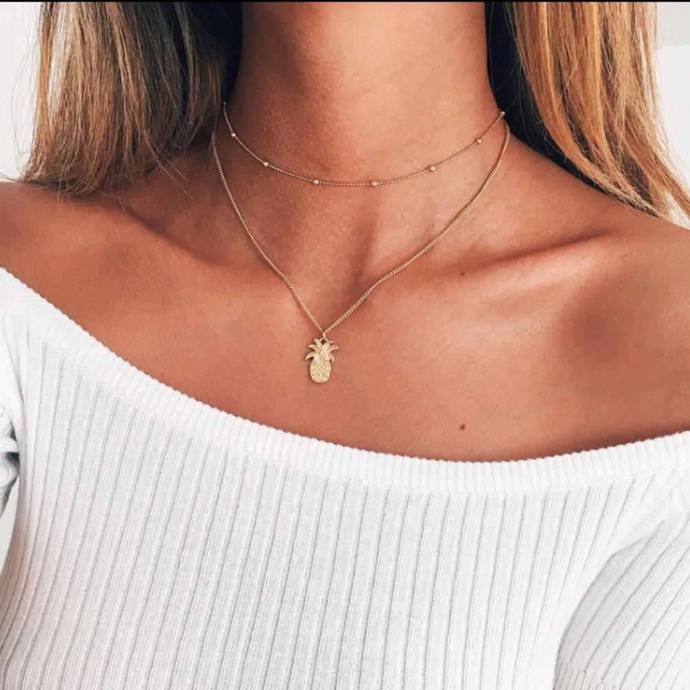 Pineapple ♡ Layered Choker Necklace GIFT - Picture 2 of 10